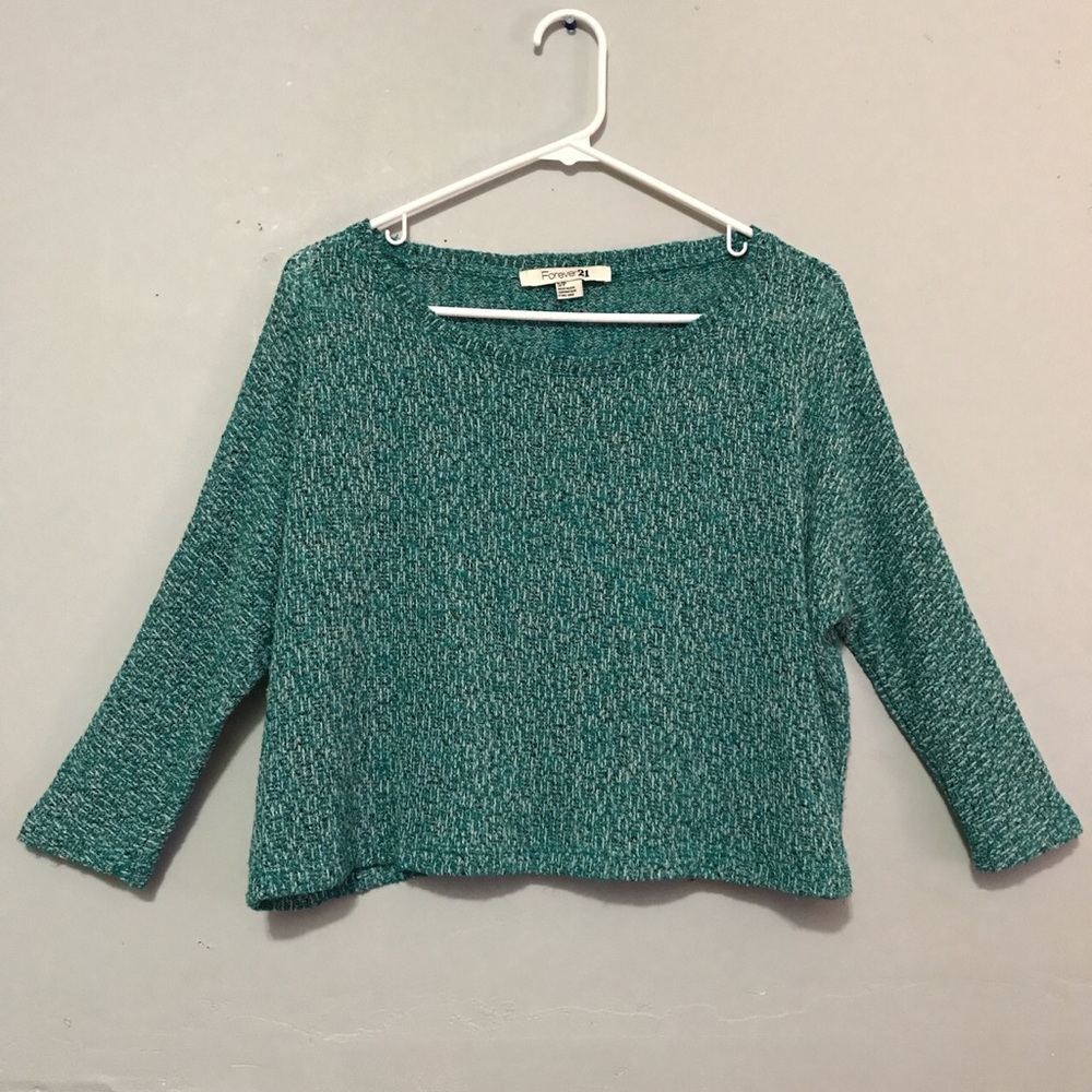 Forever 21 teal marled knit boxy crop top